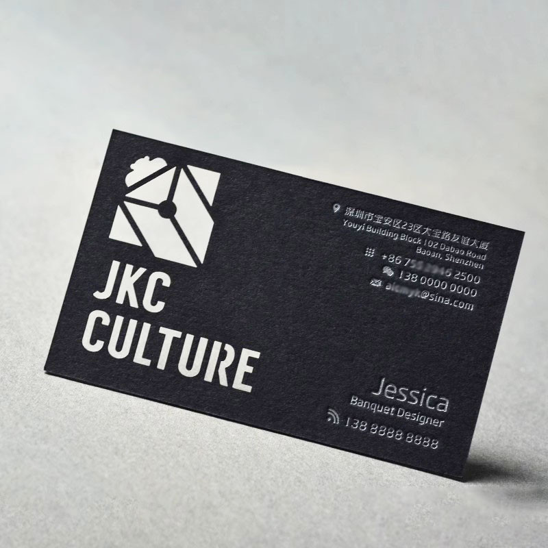 

Custom business card Black card hollowing Holographic Foil Design and Print black card stock foil silver foil cal