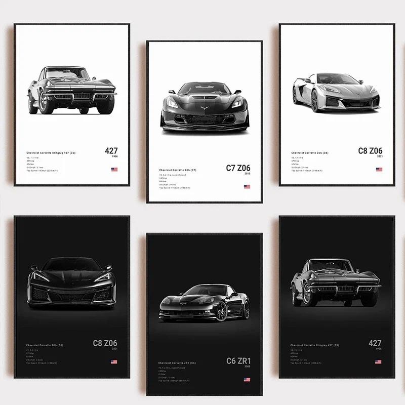 

Chevrolet Corvette Stingray 427 (C2) 1966 Poster Photography Art Canvas Painting Print Wall Art Picture Modern Room Decor Gifts