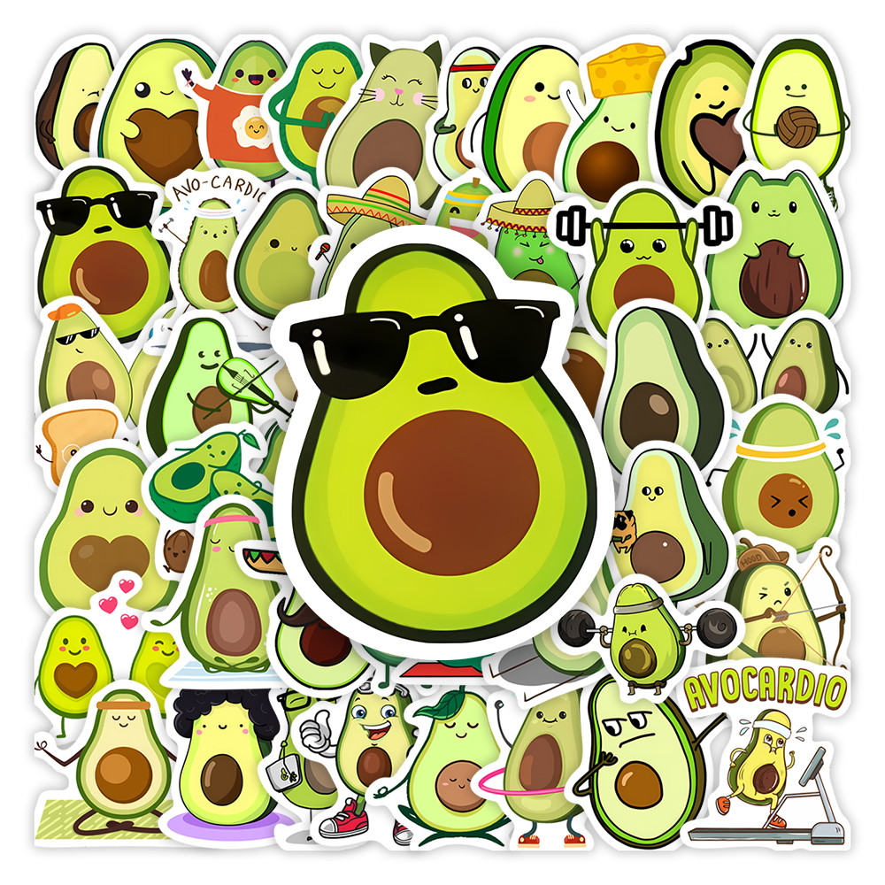 

Kawaii Cartoon Avocado Stickers DIY Kids Toys Gift Waterproof Decal for Phone Laptop Bottles Scrapbook Luggage Decorative