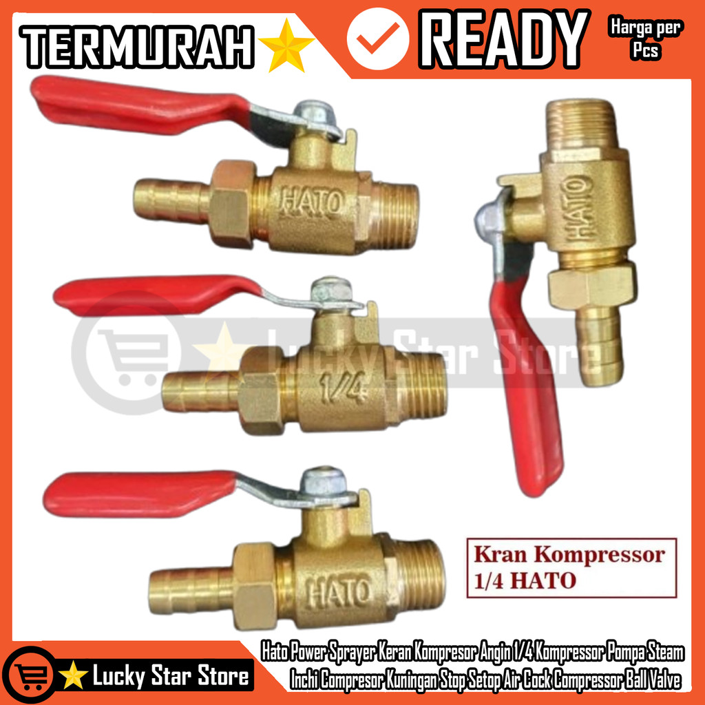 Hato Kran Power Sprayer Keran Kompresor Angin 1/4 Pompa Steam Inci Inch Inchi Compresor Kuningan Sto