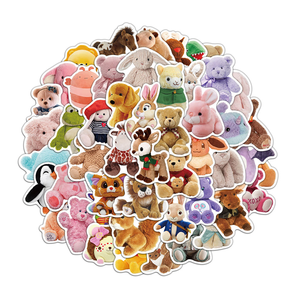 

50PCS Cute Plush Toy Stickers Exquisite Handbooks Materials Phone Cases Laptop Suitcases Water Cups Waterproof Stickers