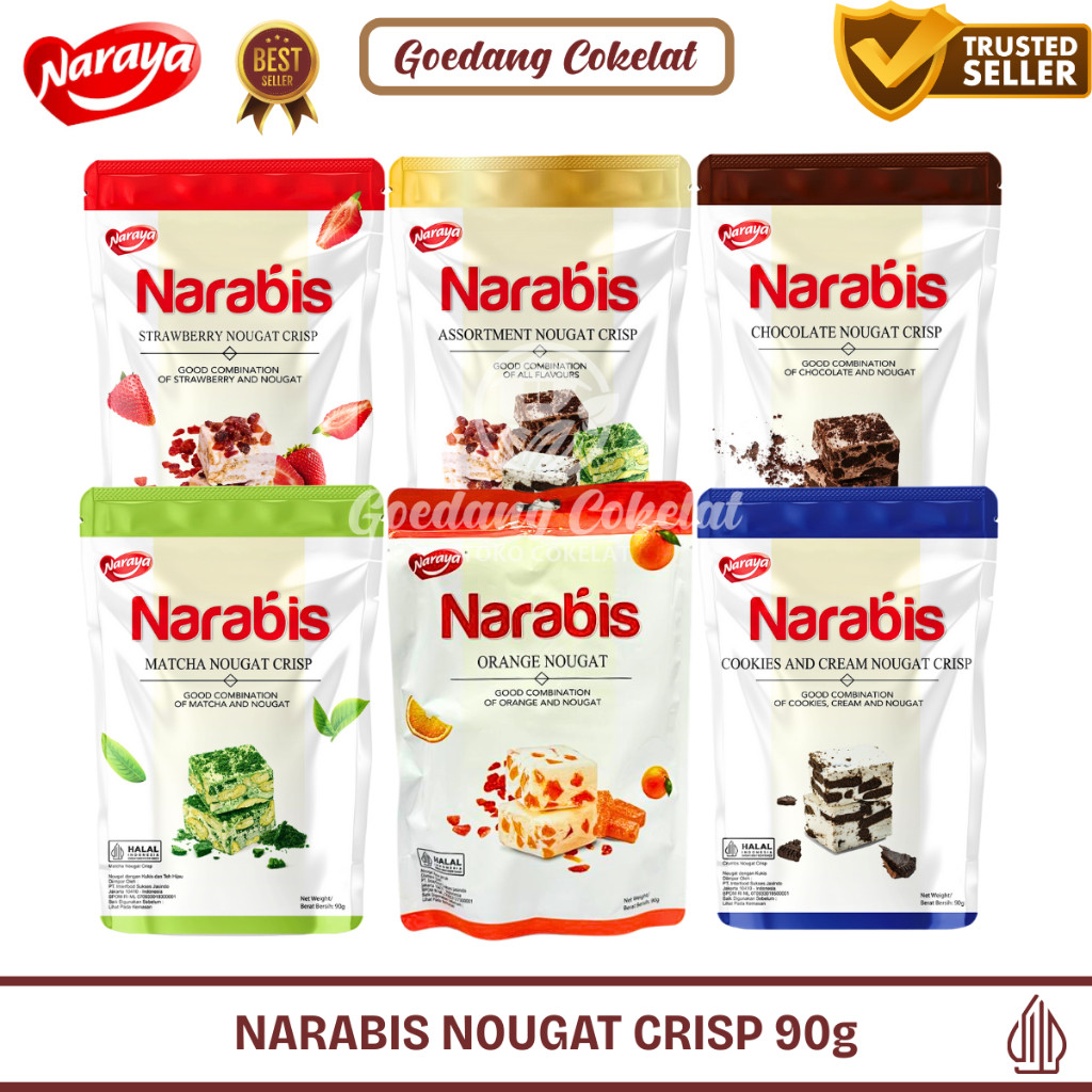 

rakkist Naraya NARABIS Nougat Chocolate Strawberry Matcha Cookies Cream Assortment Nougat Crisp 90g