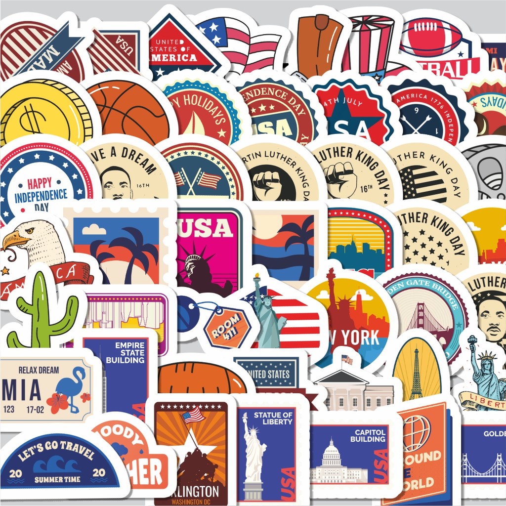

Stiker Cutting Pack Sticker American Retro Sticker Isi 100Pcs Series Aesthetic Lucu Keren Untuk Koper Bahan Vynil