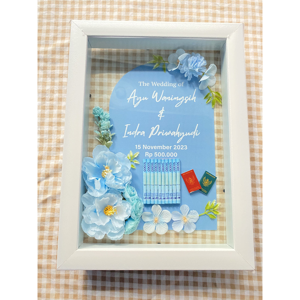 

Mahar Pernikahan | Custom Mahar Pernikahan 3D | Souvenir Pernikahan | Bingkai Mahar Akrilik 34X25X4 | Bingkai Mahar Kayu 34X25X4 | MH3