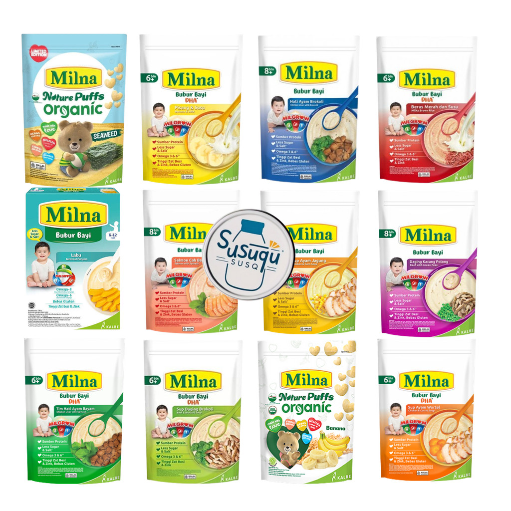 Milna Bubur Tim Bayi 6 bulan 8+ Sachet Organic MPASI Kalbe Bubur Bayi Susuqu Susuqu