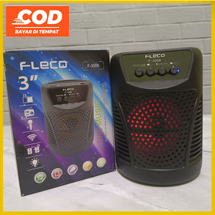 Speaker Bluetooth Fleco F-3008 Plus Mic Kabel Karaoke Radio FM TF CARD USB BT AUX Musik Box Full Bas