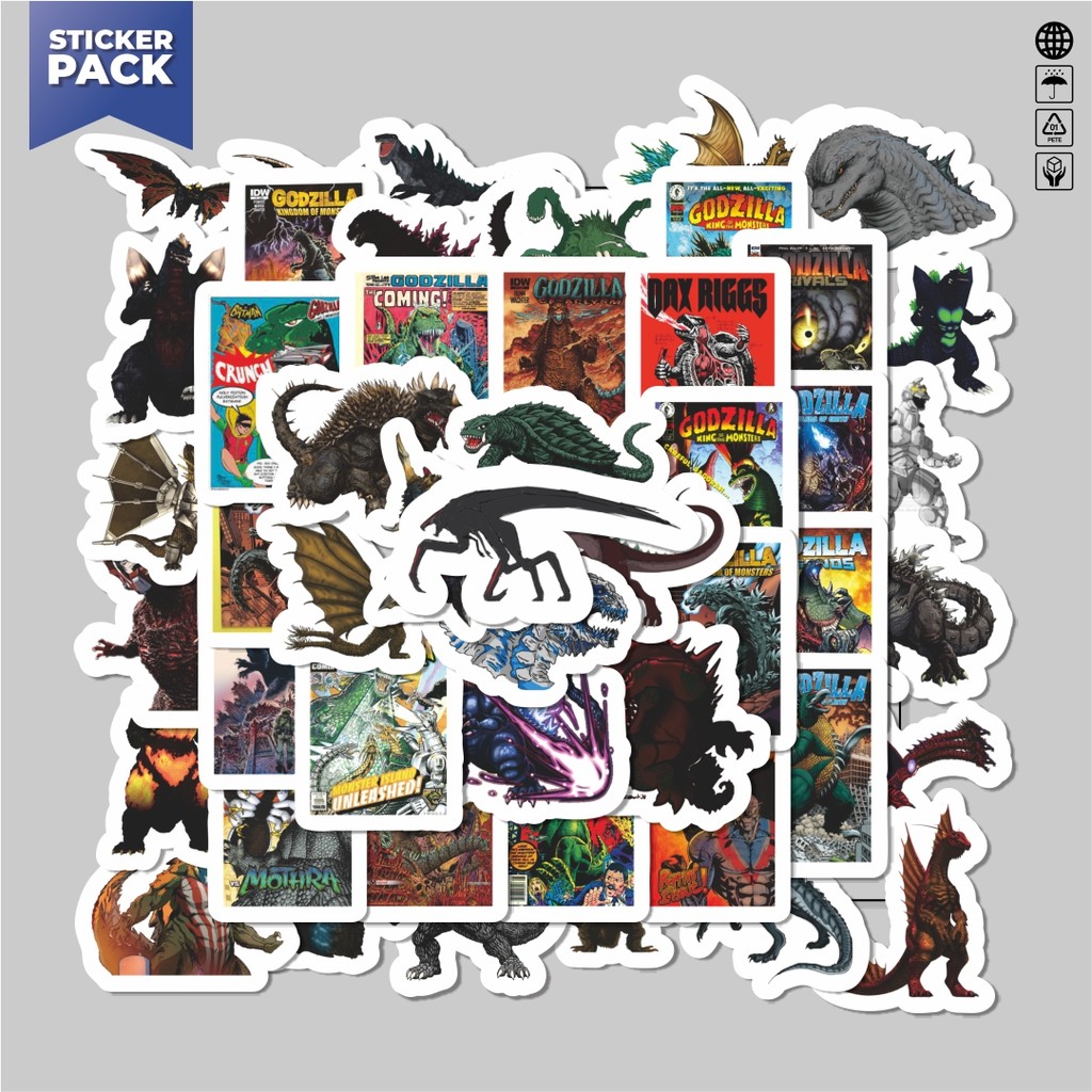 

[100PCS]Stiker Pack Stiker Cover Komic Godzilla Aesthetic Vinyl Anti Air Dekorasi Sticker Laptop Buku Journal Koper Helm Casing HP Gitar Helm Skateboard