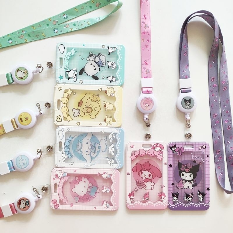 

COD ID Card Holder Name Tag Lanyard / Kalung Wadah Kartu Identitas Akrilik Badge Reel Cute Sanrio Mascot 5 / Hello Kitty Pompompurin Cinnamoroll Kuromi My Melody Pochacco SALE