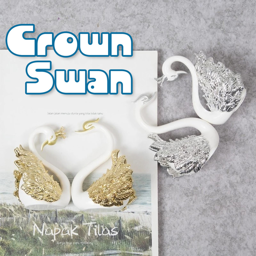 Angsa Pajangan Sepasang Gold Silver Flaminggo Hiasan Angsa Wedding Pernikahan flamingo kristal