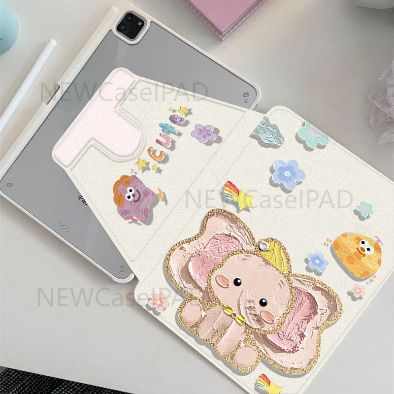 【720°Rotate】 Case Tab Acrylic Hard Case for iPad 720° Rotate Flip Acrylic Case for ipad Air4/Air5 Pr