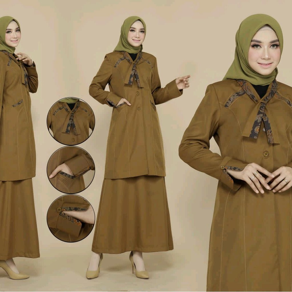 Seragam Kerja Dewasa tunik dasy  set rok A bahan katun  FEEE HIJAB Muslim Wanita