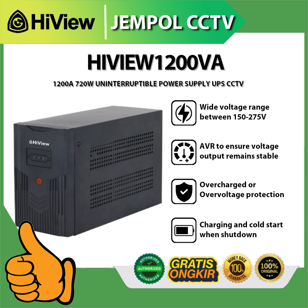 HIVIEW HIVIEW1200VA 1200A 720W UNINTERRUPTIBLE POWER SUPPLY UPS CCTV
