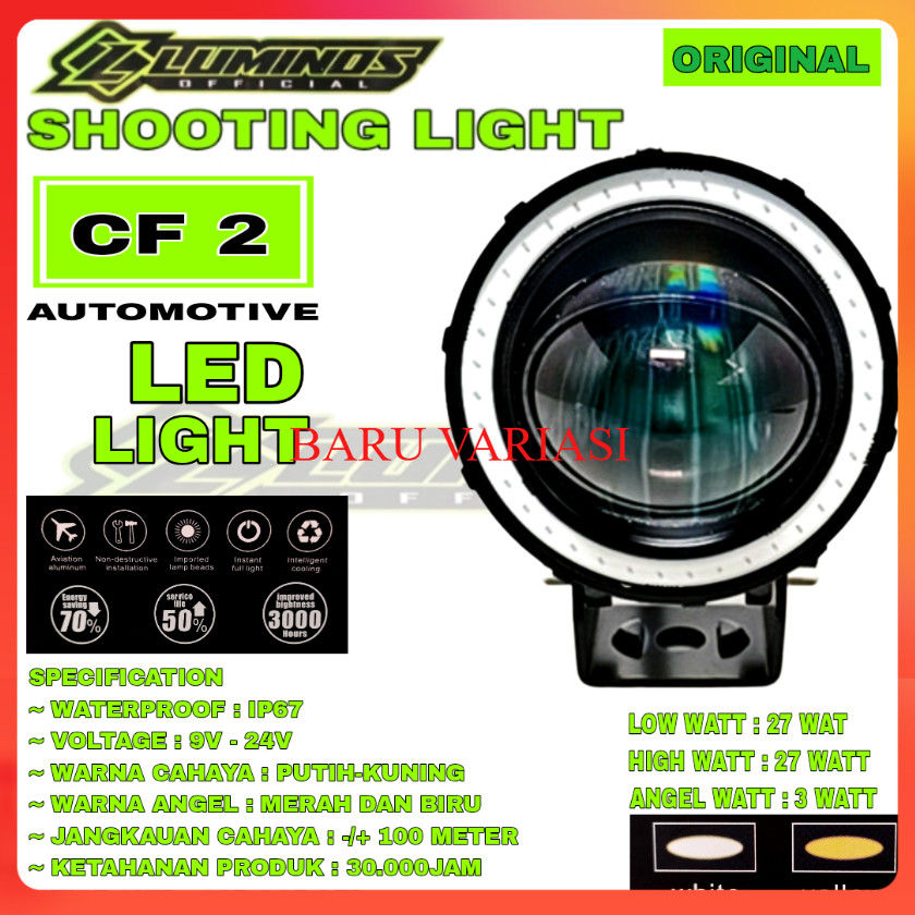 LUMINOS LAMPU TEMBAK SOROT CUT OFF+ANGEL LAMPU SOROT MOTOR DAN MOBIL SD107 ORIGINAL 100%