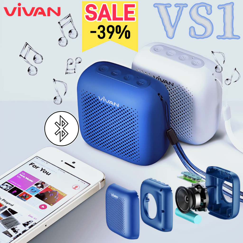 【DISKON 39%】VIVAN VS1,Speaker vivan bluetooth/Speaker Portable,Speaker mini/Mega Bass/Waterproof