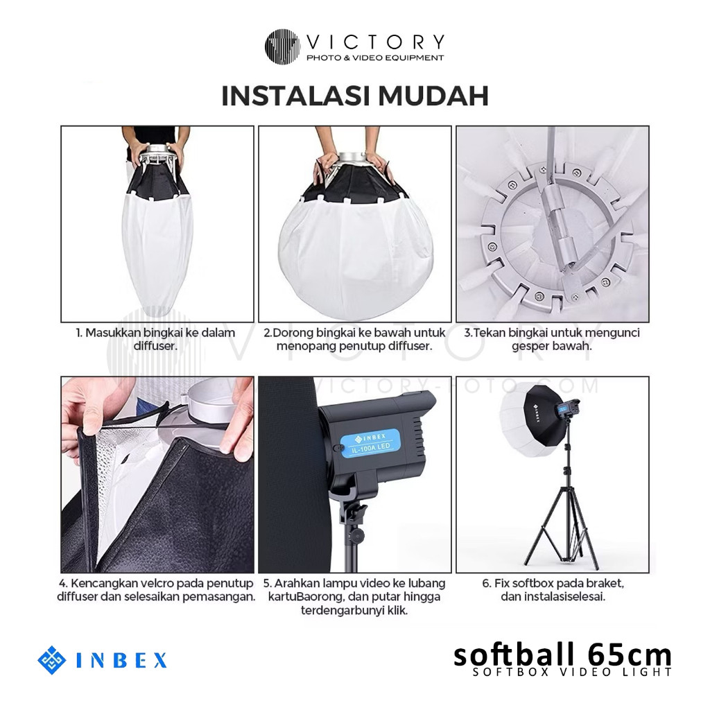 INBEX Softbox Square 60x90 & Softbox Lantern 65cm, aksesoris Lampu studioCO