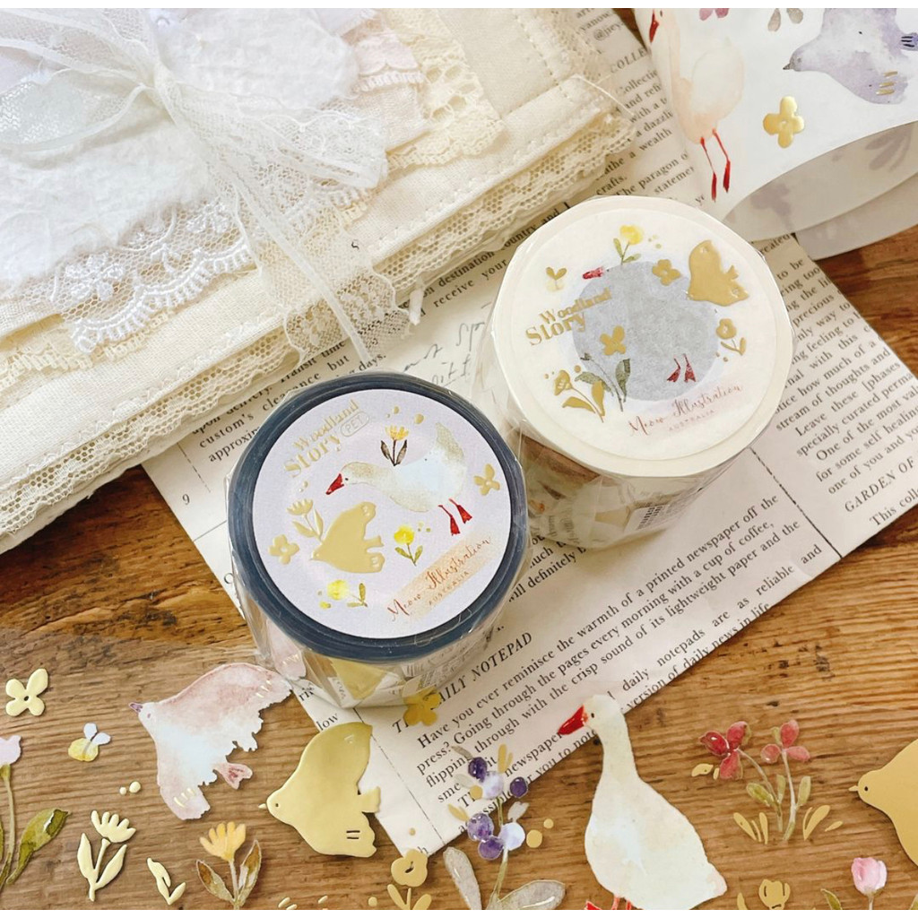 

Meow Vintage Woodland Story Washi PET Tape for Card Making Planner DIY Decorative Sticker
