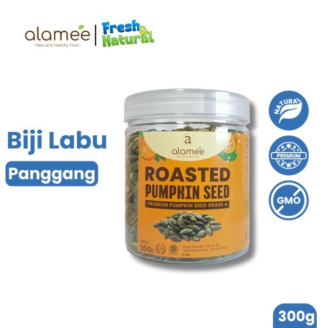 

ALAMEE Roasted Pumpkin Seed Biji Labu Pepita Kupas Panggang Matang Siap Makan Natural 300gr fresh and natural