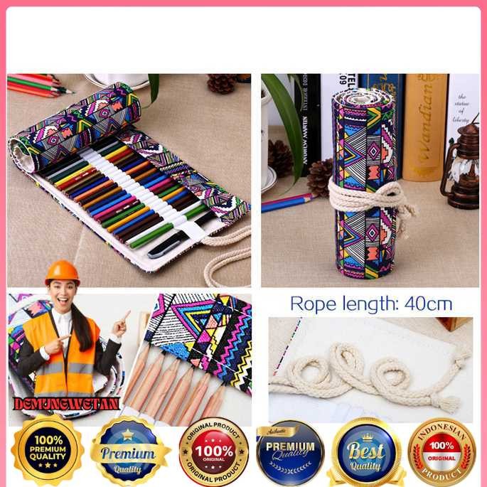 

MARCO Bohemian Tas Tempat Pensil Gulung Canvas 48 Slot 20.5x56cm - EN-71