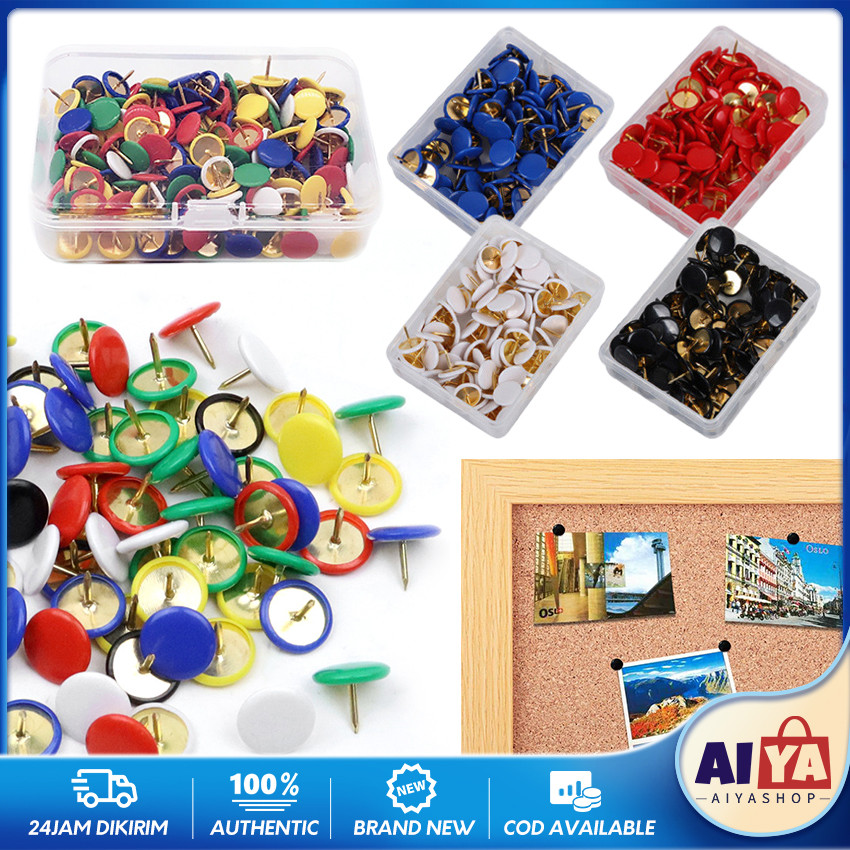 

100Pcs Paku Pines Payung Kenko Thumb Tacks Push Pin Color Warna Warni Murah Bagus