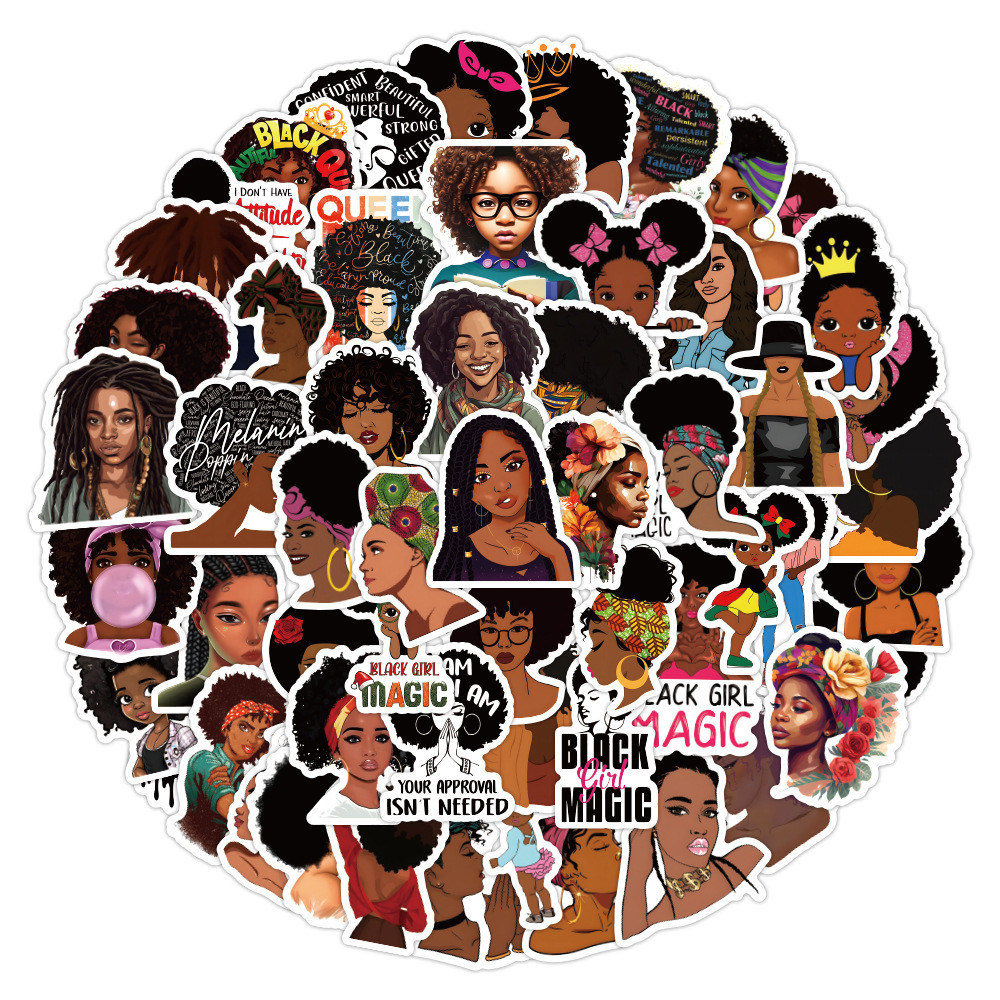 

60Pcs Inspirational Black Girls Stickers For Snowboard Laptop Luggage Car Fridge DIY Styling Vinyl Home Decor Pegatina