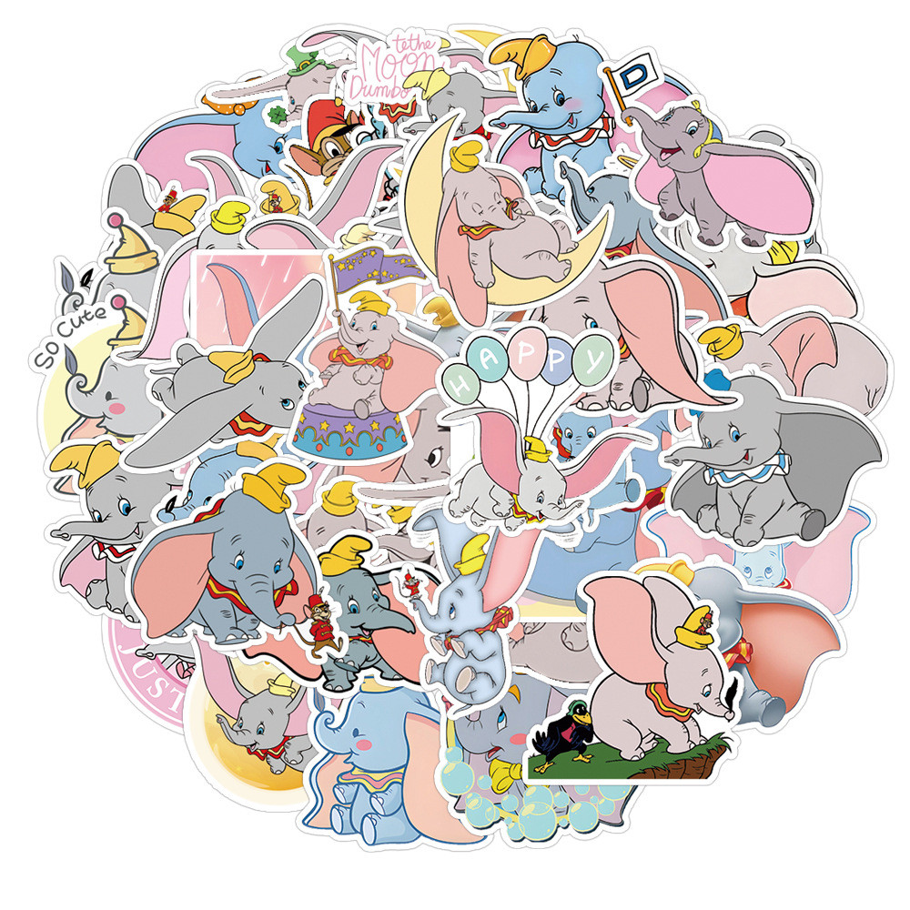 

50 Pcs Sticker Dumbo Vinyl Waterproof untuk Tempelan Laptop Tumbler HP Koper DIY