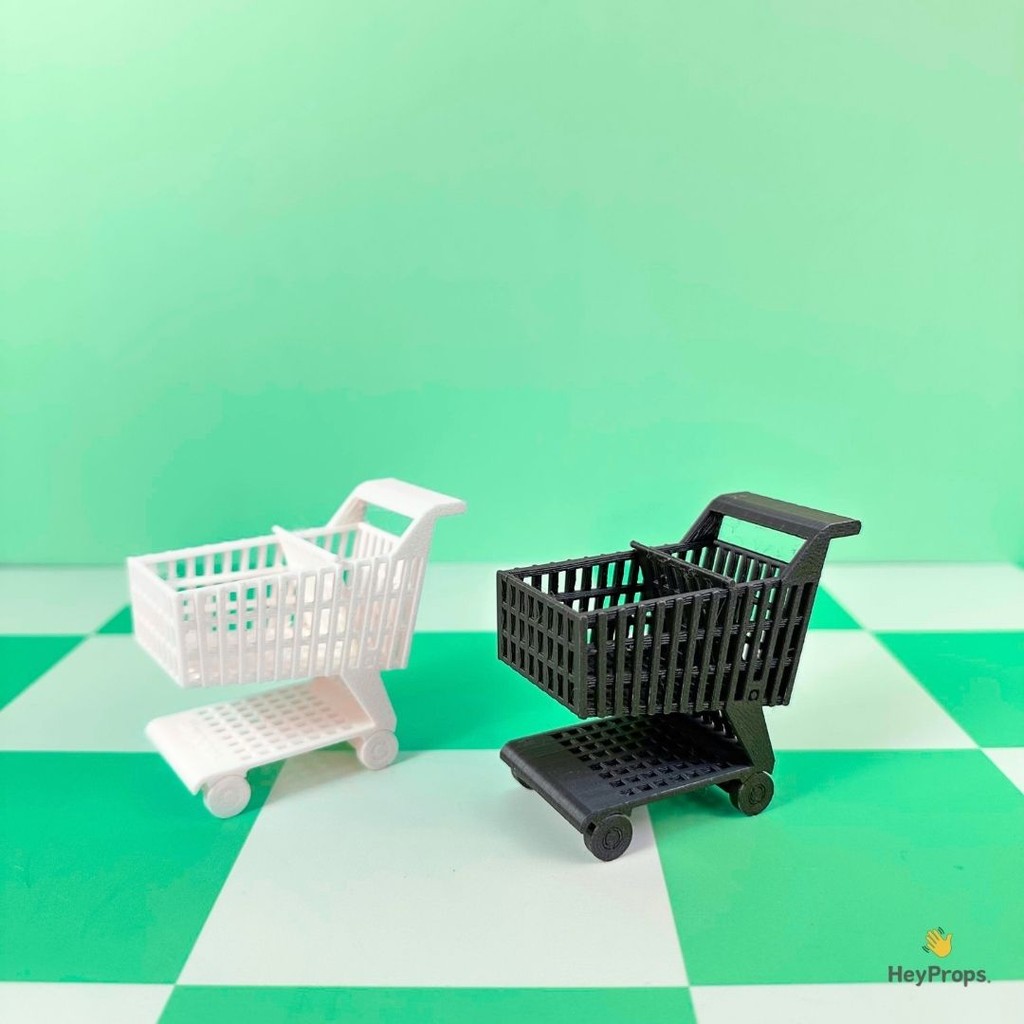 HEYPROPS Trolley Mini Keranjang Belanja Supermarket - Miniatur Troli Resin Props Photography