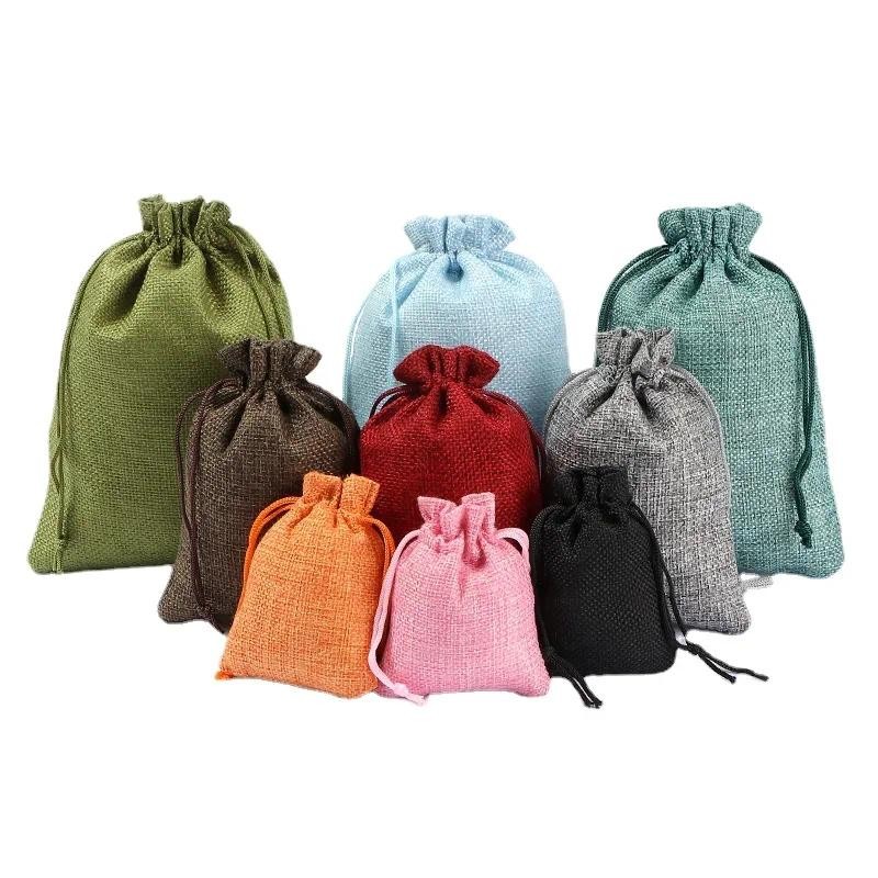 

10pcs/lot Multi Size Linen Cotton Gift Bags Packing Jewelry Drawstring Pouch Cosmetic Wedding Candy Wrappling Reusable Sachet