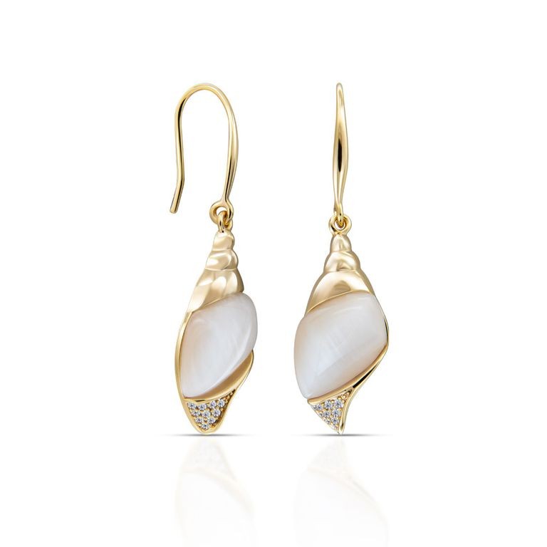 Anting Hook Emas Caracola -Caracola Gold Hook Earrings