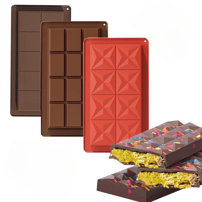 

Chocolate Bar Mold - Non-Stick Chocolate Molds, Food Grade Silicone Deep Choccy Dubai Chocolate Bar Pistachio