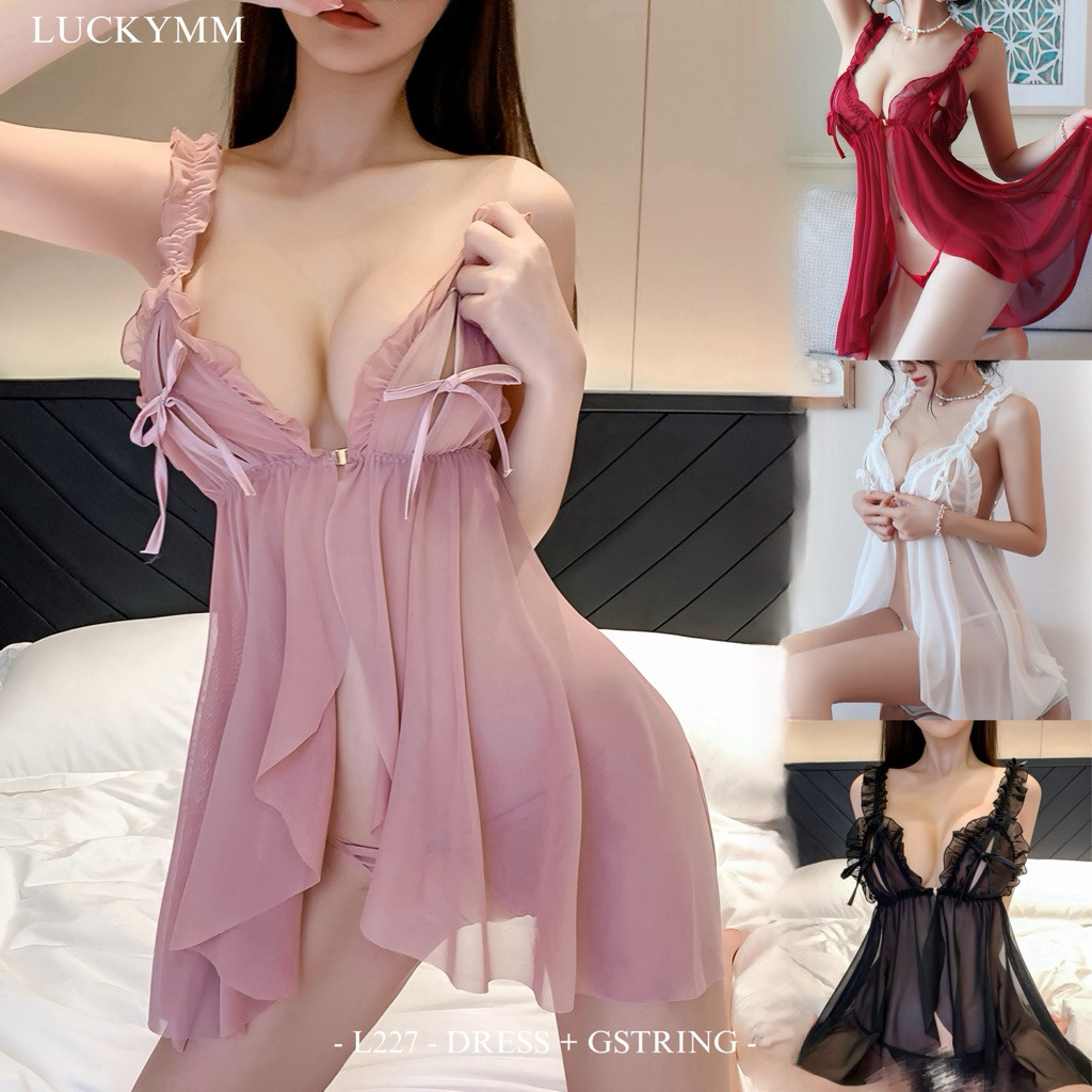 Luckymm Sexy Lingerie Dress Transparan Baju Tidur Lingerie Wanita / Lingerie Sexy Wanita / Baju Tidu