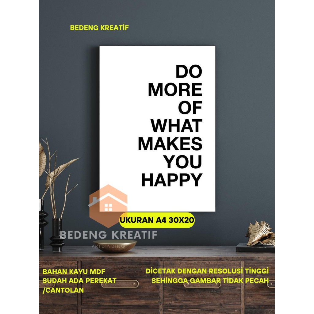 hiasan dinding kata kata motivasi papan mdf ukuran 20x30 Kertas Frame Paku