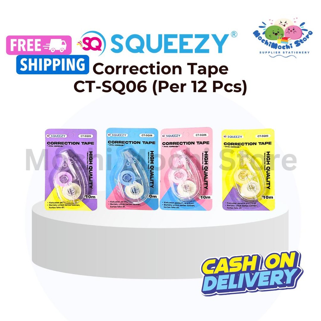 

PER 12 PCS Correction Tape Kertas CT-SQ06 | Correction Tape 10m | Correction Tape Pita CT-SQ06 | Pita Koreksi | Tipex Roll Tip-Ex