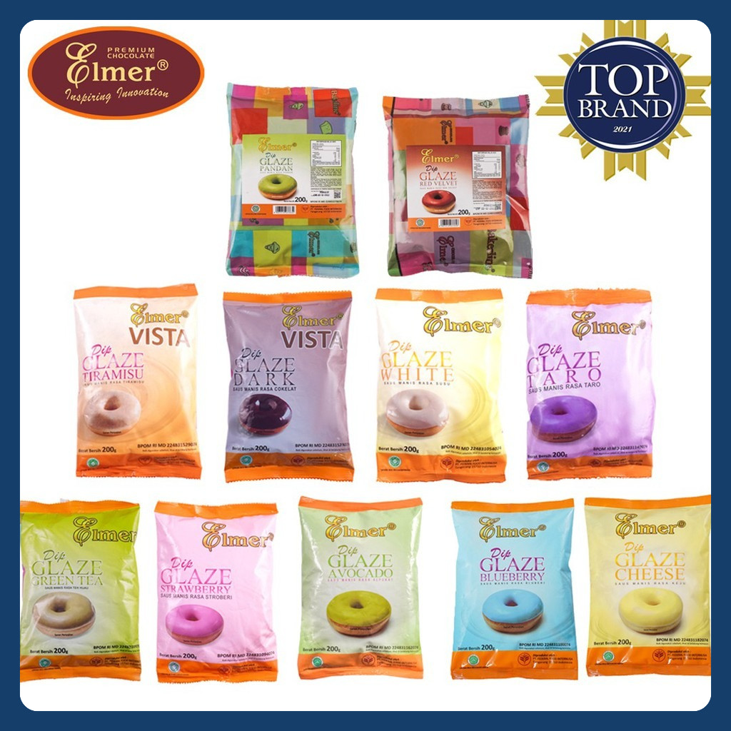 

Elmer Dip Glaze 200 gr | Topping Donat | Saus dan topping Rasa Cokelat, Strawberry, Cheese dll