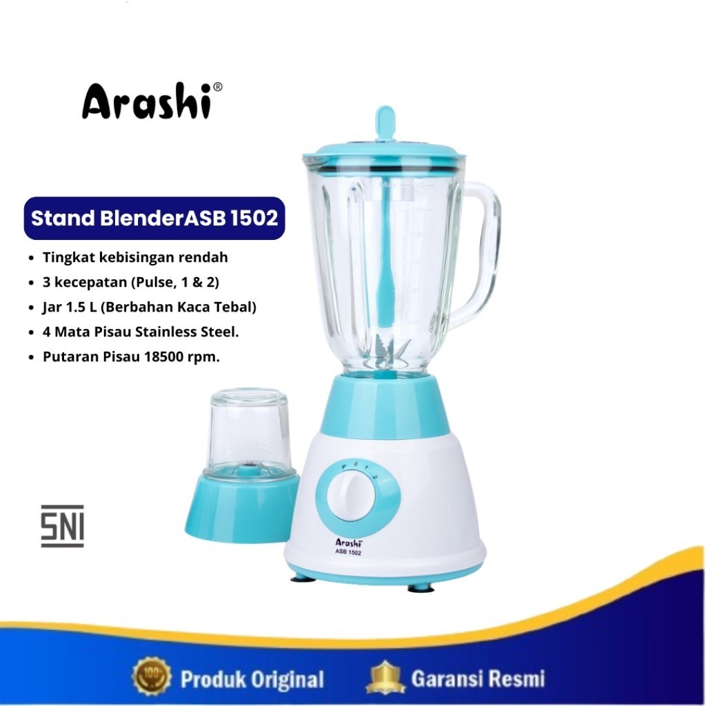 Blender Kaca 2in1 Arashi 1,5 Litter Blender Arashi ASB1502 Garansi Resmi Arashi