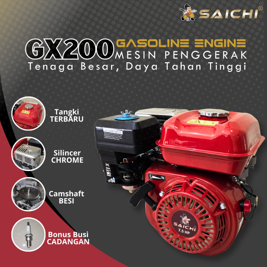 Mesin Penggerak 7.5 HP / Gasoline Engine 7.5HP Saichi Mesin Penggerak GX200 | nrsaichi