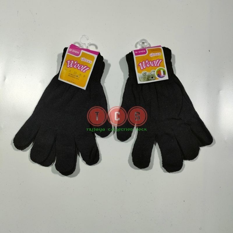 (Grosir) 1 Lusin Sarung Tangan Rajut Hitam