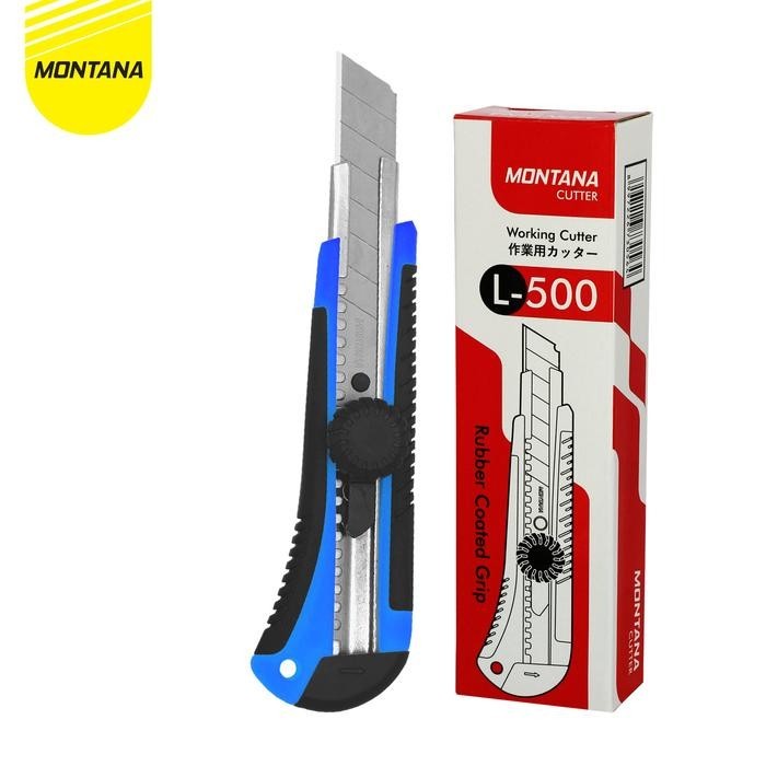 

MONTANA Cutter Pisau Pemotong 15.5 x 4.5 cm Blade Knife Rubber Grip Serbaguna CTL-500 MONTANA