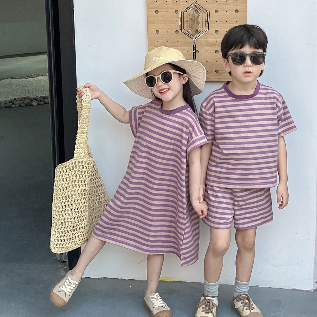 BAJU ANAK CEWEK COWOK ONE SET DAN DRESS TWINS BOY AND GIRL STYLE KOREA