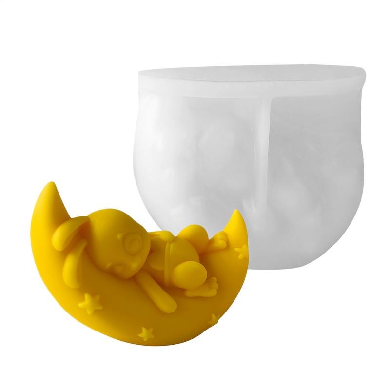 

Bunny Soap Molds Moon Rabbit Resin Casting Candle Molds Crafting Tools Desk Decor Epoxy Plaster Ornament Mould For Candle Making