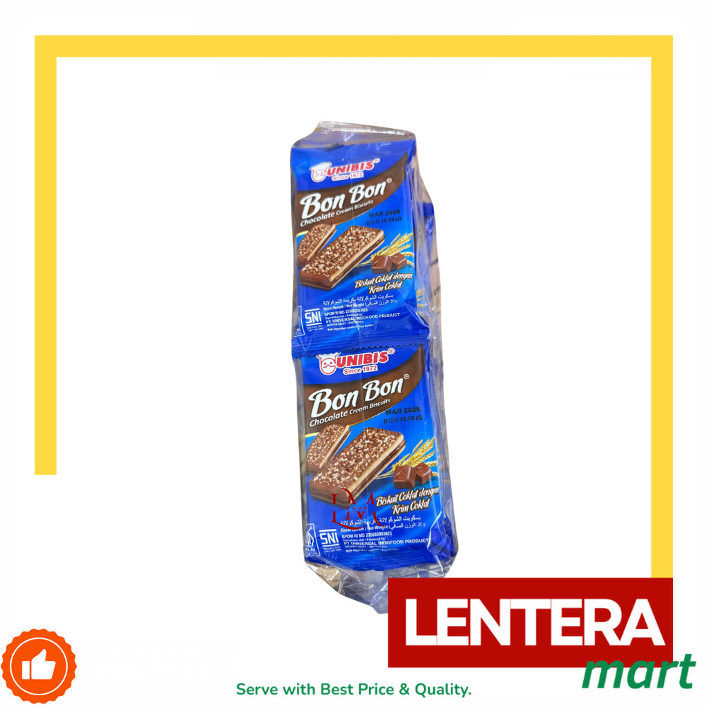 

Unibis Bon Bon Chocolate Cream Biscuits 1 Pak isi 10 20gr LenteraMart