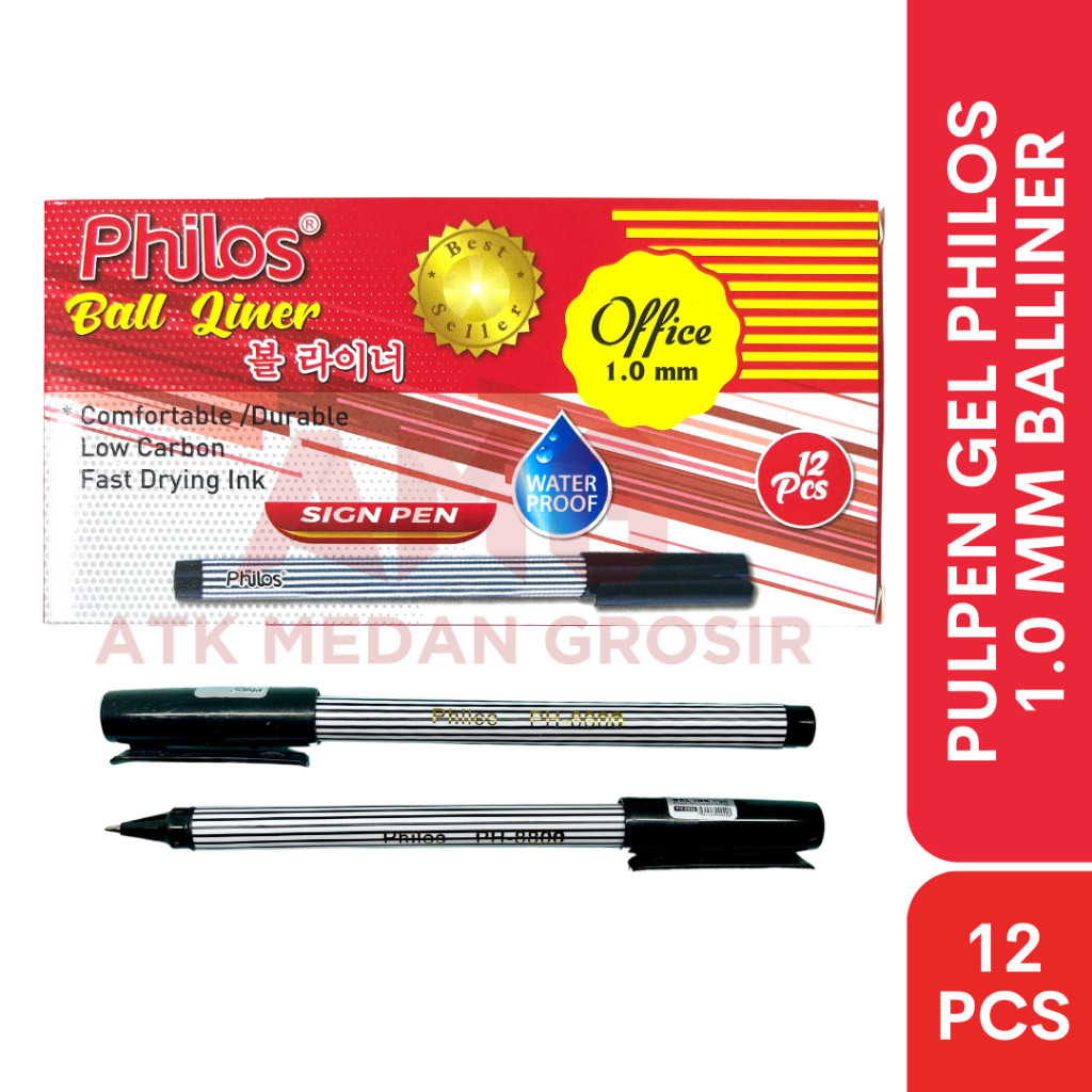

PULPEN PHILOS BALL LINER 1.0MM TINTA HITAM PER BOX ISI 12PCS