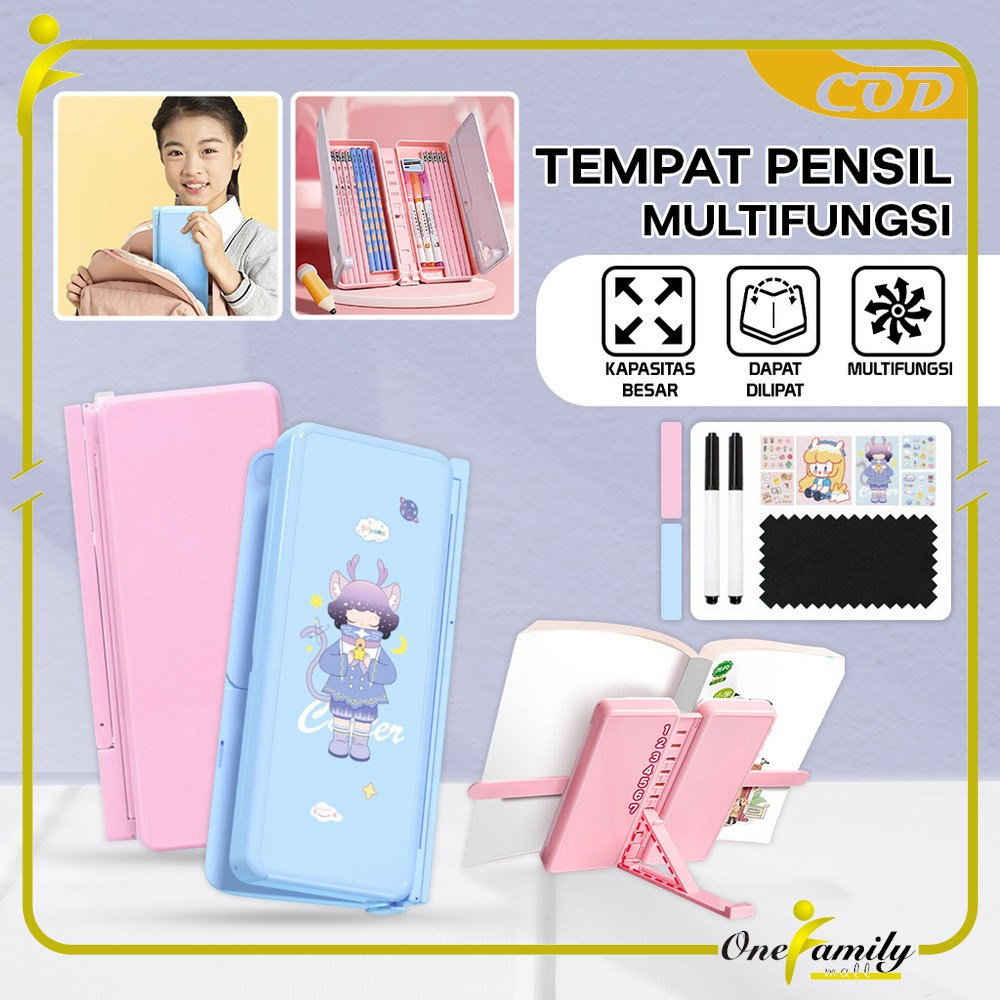 

BISA COD ONE-A73 Tempat Pensil 2IN1 Multifungsi dengan Tatakan Buku dan Papan Tulis Praktis / Kotak Pensil Lipat Tempat Penyimpanan Alat Tulis Anak Sekolah / Pencil Case Book Holder Import