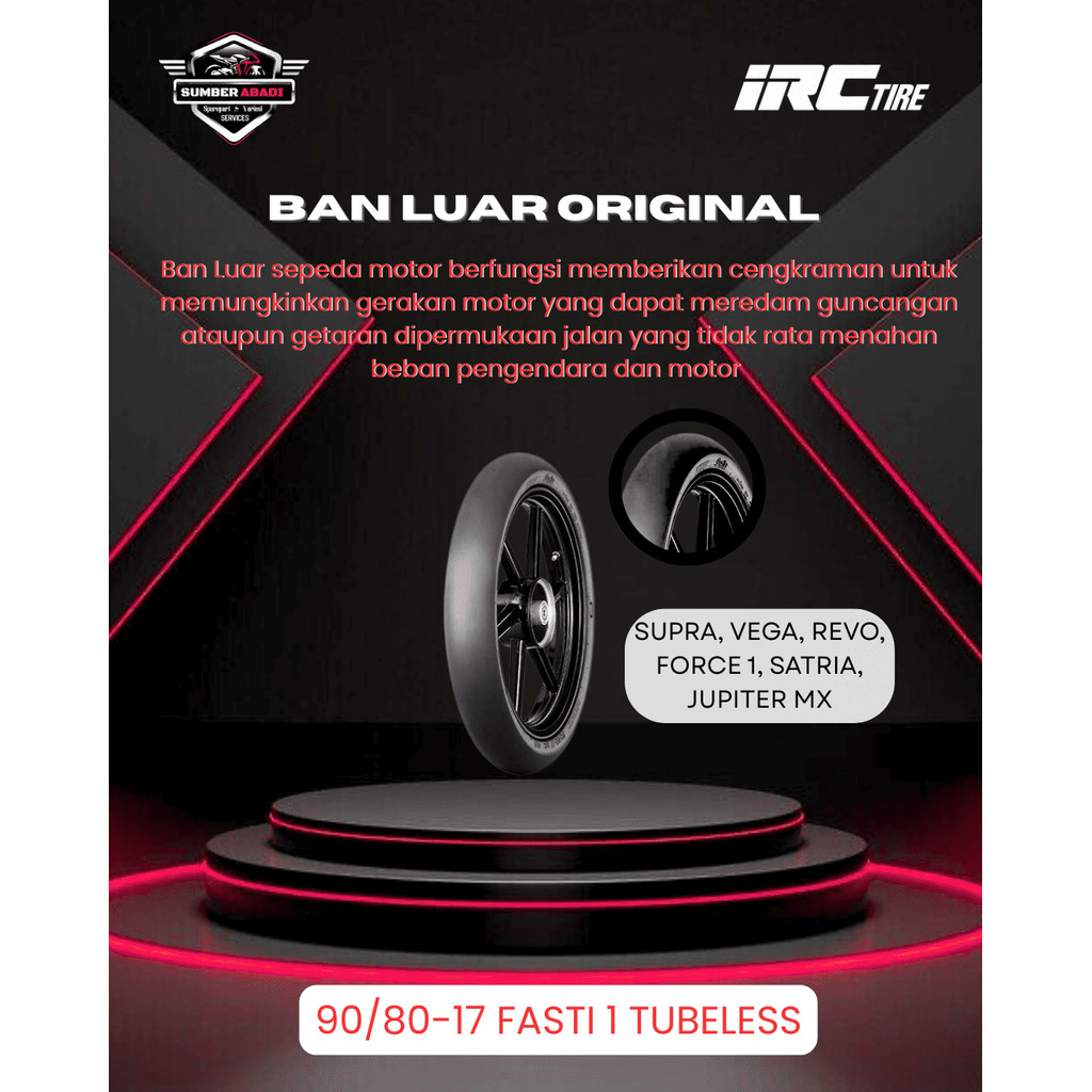 IRC Ban Luar 90/80-17 Fasti 1 Tubeless