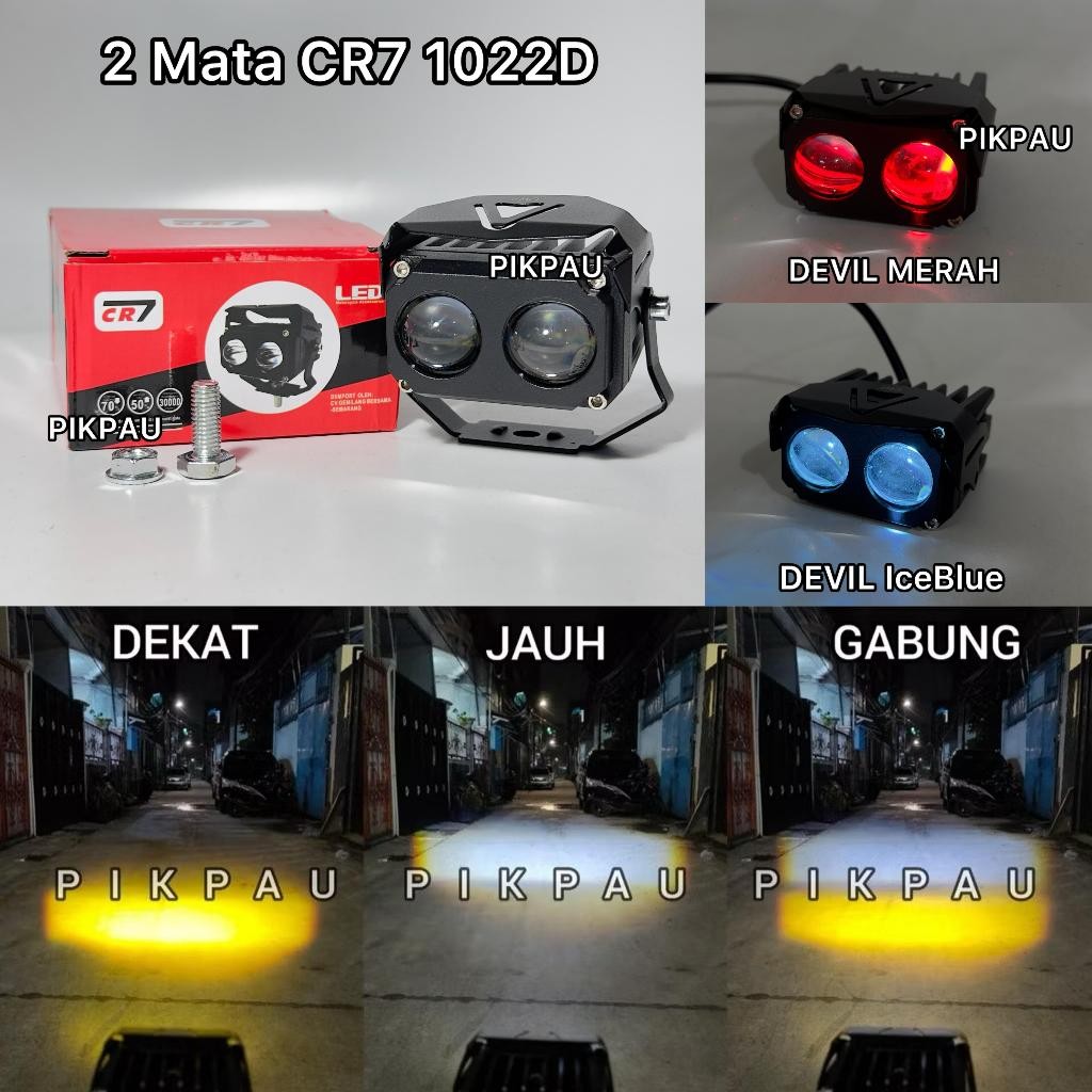 CR7 Lampu Tembak Laser LED 2 Mata CR 1022D High Low