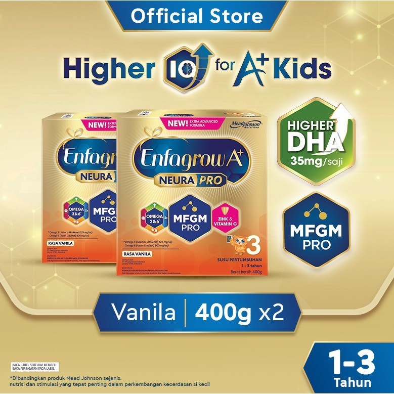 NEW Enfagrow A+ 3 Susu Formula Anak 1 - 3 Tahun Vanila 400 gr x 2 PREMIUM