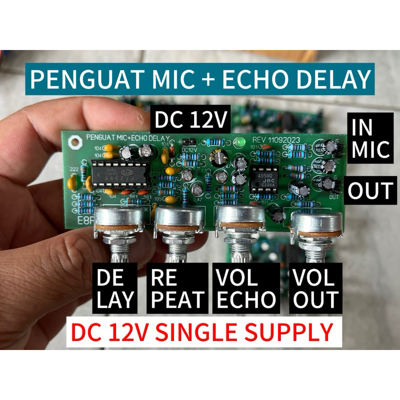 Penguat mic IC plus echo 4 potensio singgel supply
