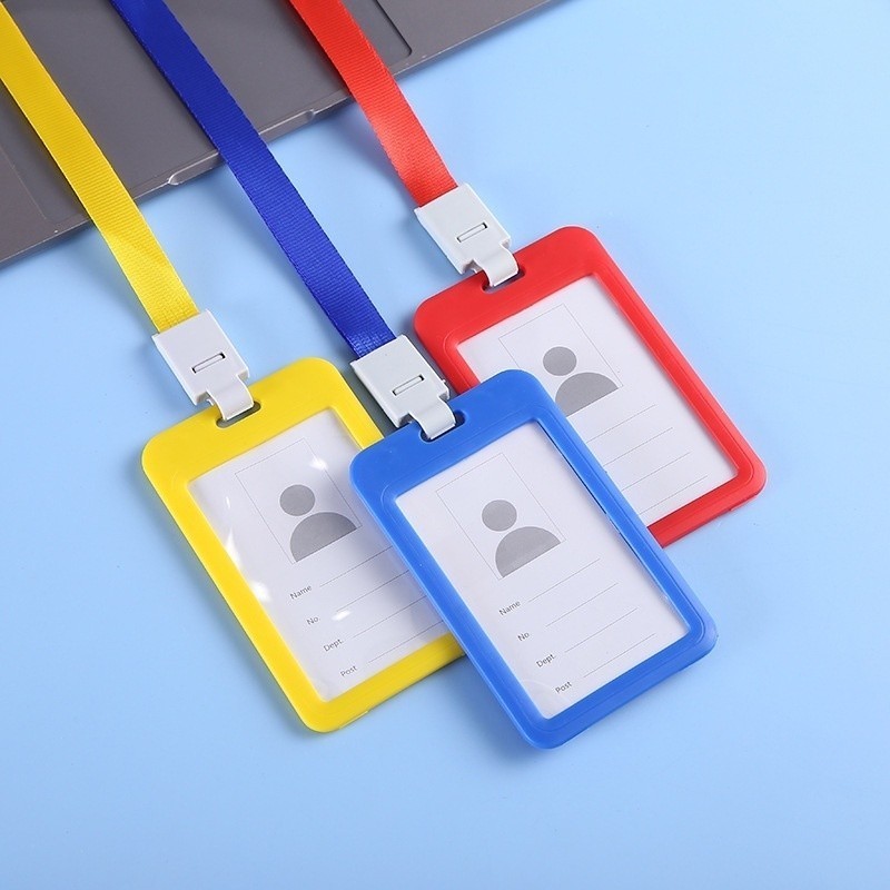

Name Tag Id Card Gantungan Kartu Nama Plastik Vertical Lanyard Potrait Motif Polos Warna Warni - SAN BWI