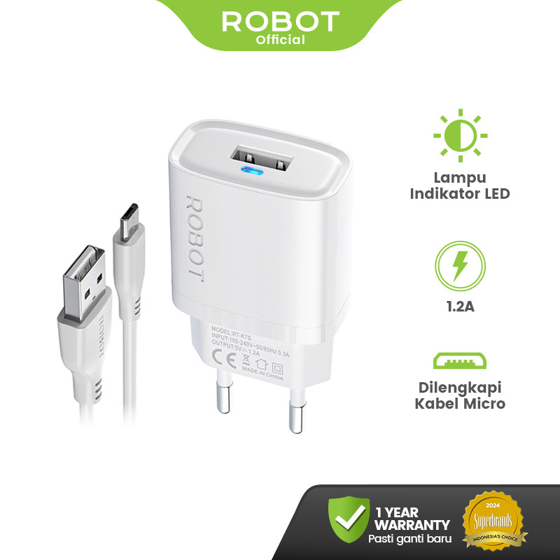 ROBOT RT-K7S & RT-K7SC Smart Phone Charger Fast Charging Original Adapter Cas HP Universal