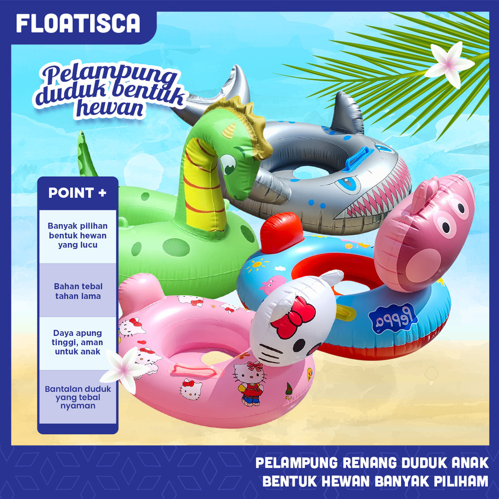 Floatisca Pelampung Renang Duduk Anak Karakter Hewan - Swim Baby Trainer -Pelampung Safety Baby Boat
