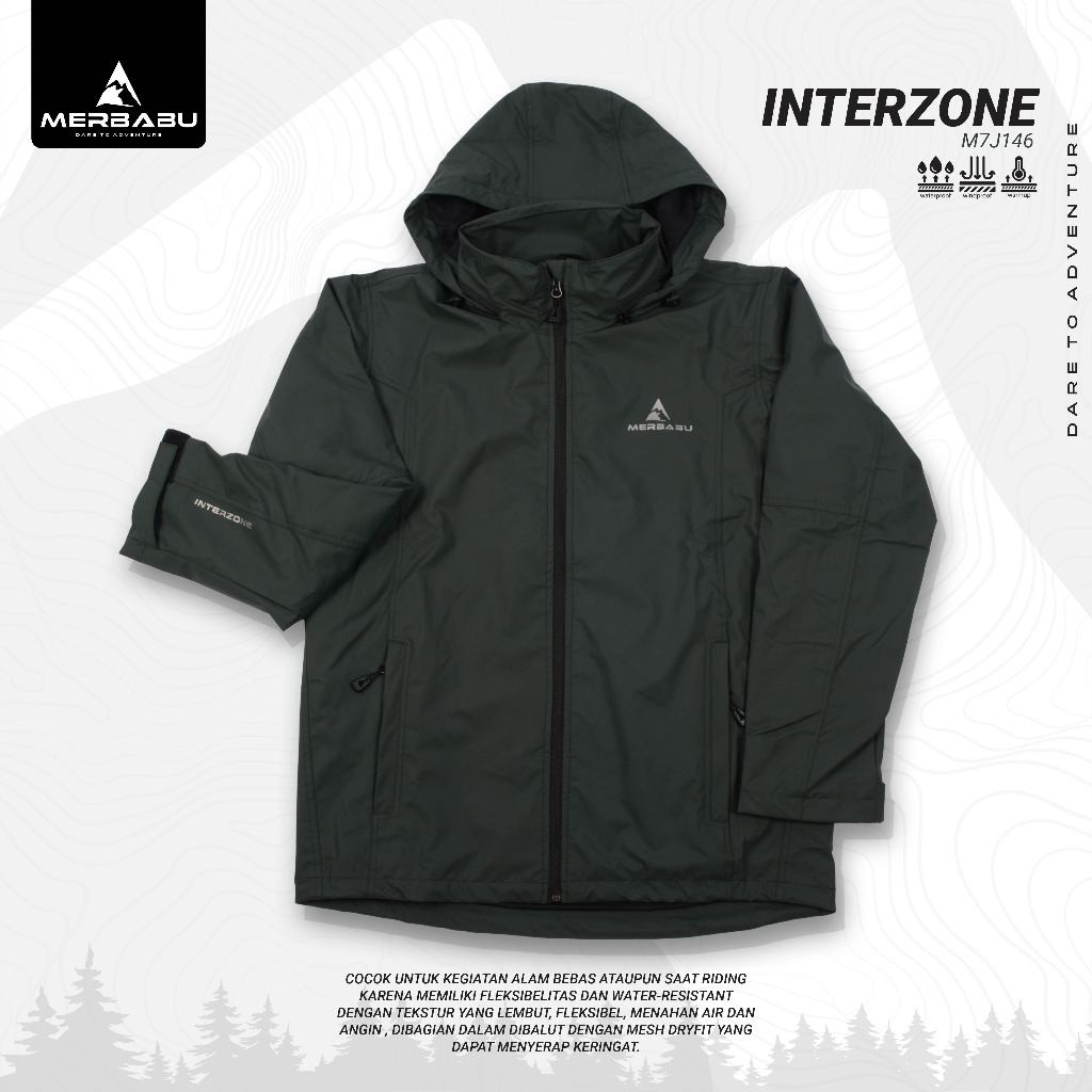 Merbabu Jaket Gunung Interzone Waterproof Pria Wanita Bahan Goretex 3 Lapis terlaris